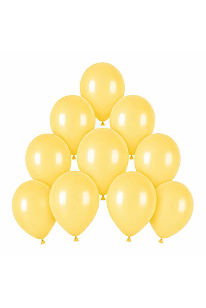 BeySüS Yellow Color Latex Macaron Balloons (15 cm) - 10 Pieces