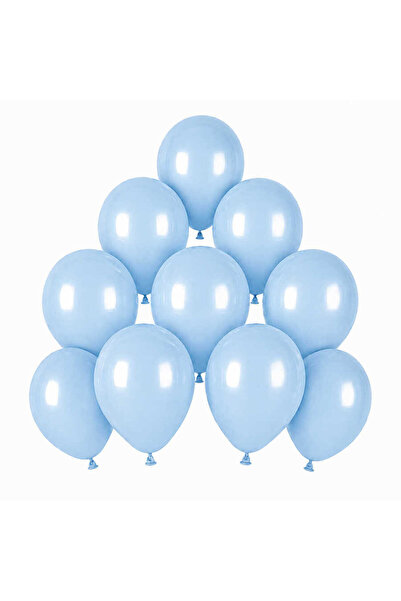 BeySüS Blue Color Latex Macaron Balloons (15 cm) - 10 Pieces