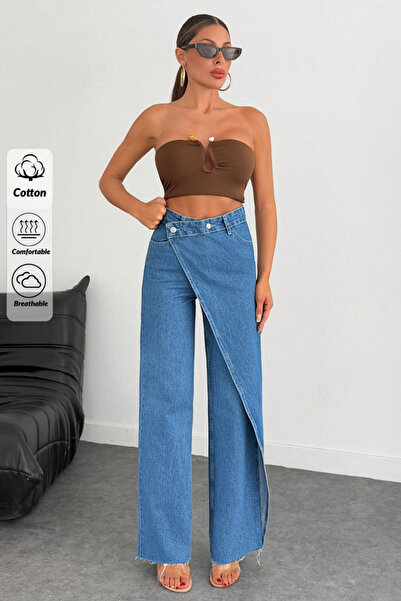 XRAY JEANS Women's Light Blue Jeans with Wide Leg Skirt