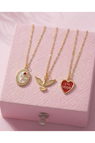 Gleemy accesories طقم قلادة نسائية مطلية بالذهب مع شخصيات مينا روبل وآنكا وآي...