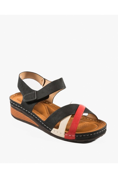 ALOGO Women's Black Sandals Made of Elo Ecological Leather
