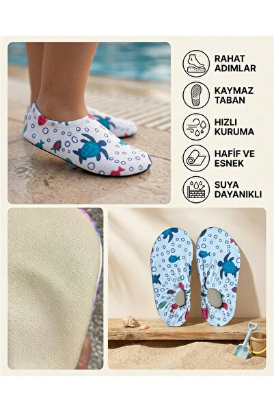 MAVİ BONCUKK Boys' Sea Shoes with Non-Slip Soles for Pool and Beach