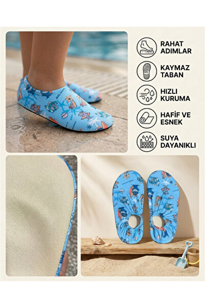 MAVİ BONCUKK Boys' Sea Shoes with Non-Slip Soles for Pool and Beach