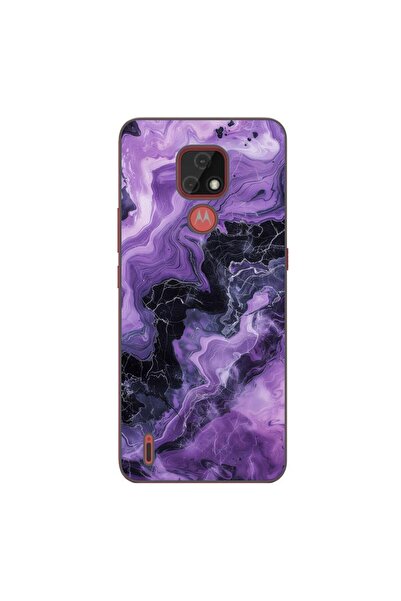 OEM Husa compatibila cu Motorola Moto E7 Silicon Gel Tpu Model Abstract Purpl...