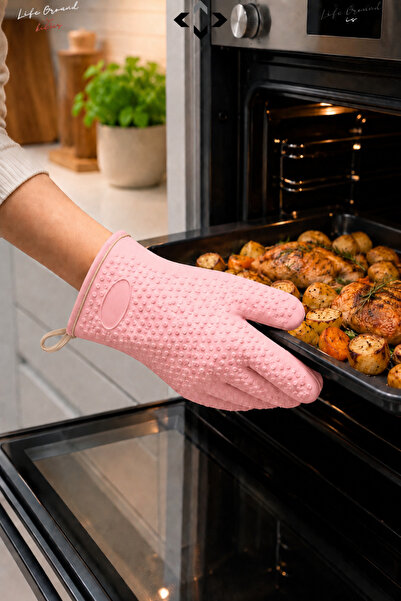 LİGROUND 1Pcs 100% Silicone Oven Glove High Heat Resistant Non-Slip Gripper K...