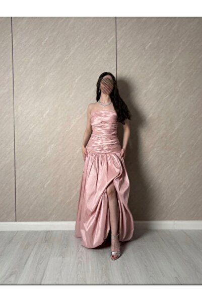 ALANOOD Pink Satin Mermaid Evening Dress with Side Slit