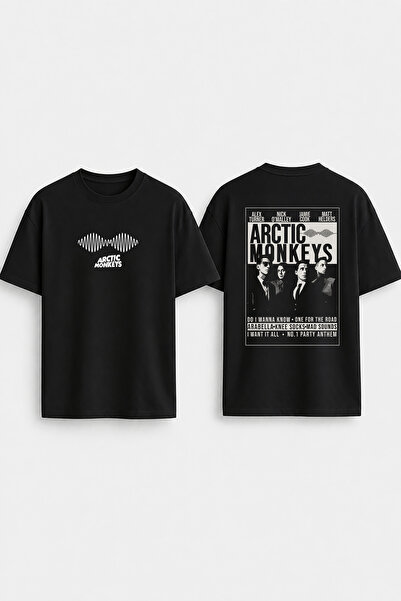 cesita تي شيرت أسود كبير الحجم مطبوع عليه Arctic Monkeys