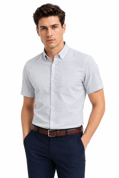 rasstmen Men's Puppy Pattern Classic Single Pocket Long Sleeve Shirt Bgl-St05571