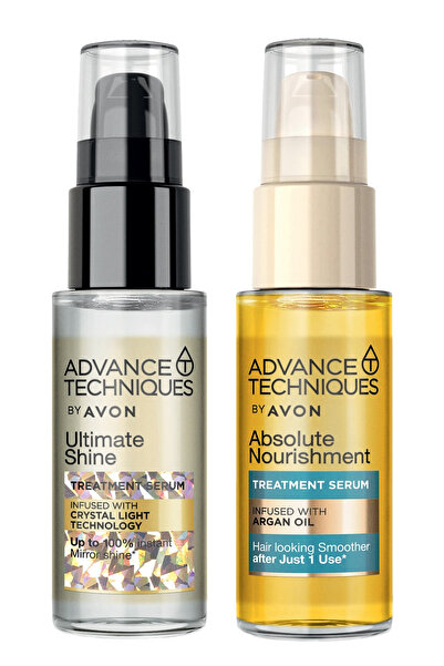 AVON Nourishing Hair Serum and Shine-Enhancing Hair Serum Package with Argan Oil