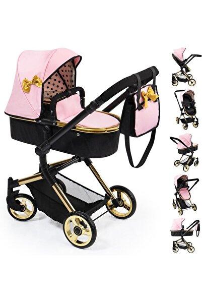 Bayer 2in1 foldable stroller for dolls Neo Vario Gold Pink/Black with bag and...