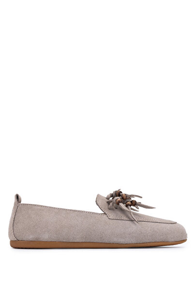 Tamer Tanca Women's Genuine Leather Beige Loafer Shoes