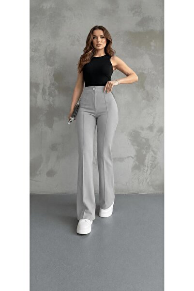 RESSHO Women's High-Waisted Lycra Trousers, Comfortable Fit, Casual & Office ...