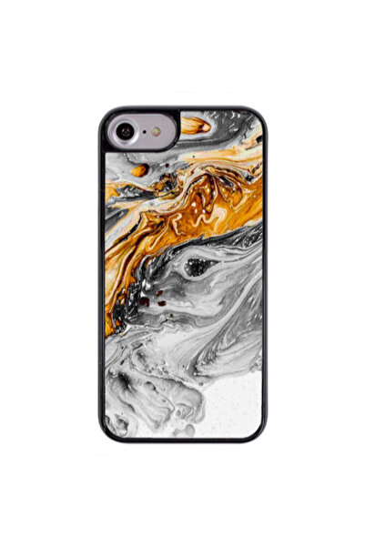 Other Apple iPhone 7 Marble gray Patern Black Glossy Θήκη