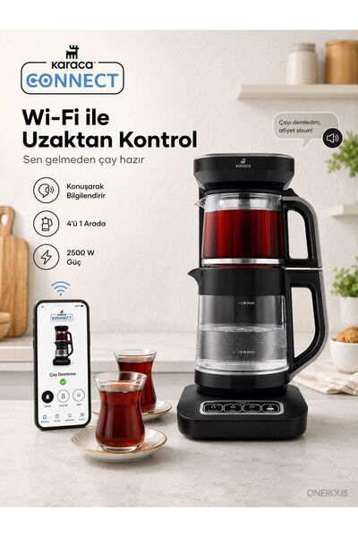 Karaca Wi-Fi Kontrollü Elektrikli 4 in 1 Konuşan Cam Çay Makinesi, Damıtmalı ...