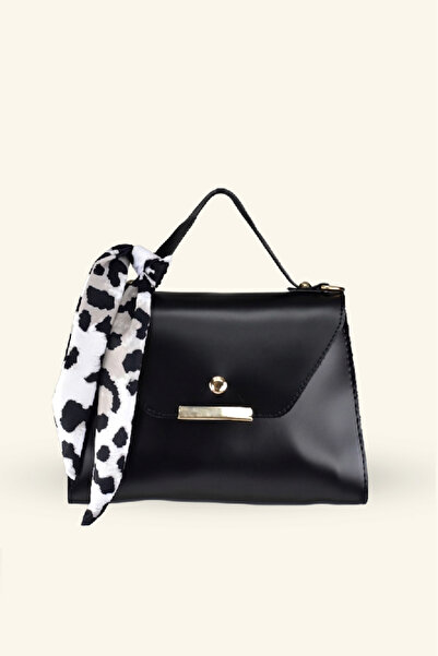 birizmoda Women's Scarf-Tied Hand and Shoulder Bag - Black