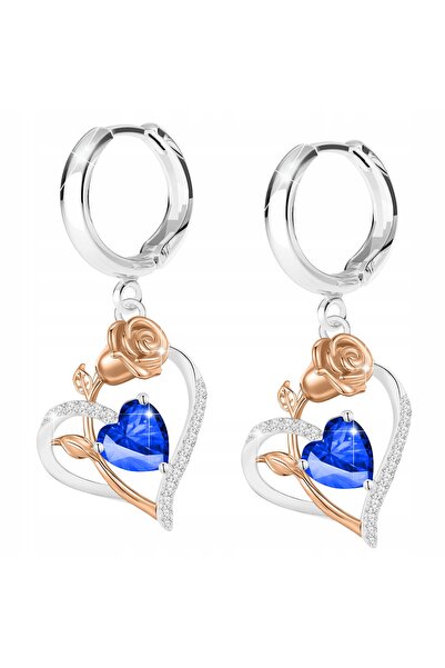 Larezo Cercei Mari Din Argint 925 Placati Cu Aur Roz 18K, Model In Forma De I...