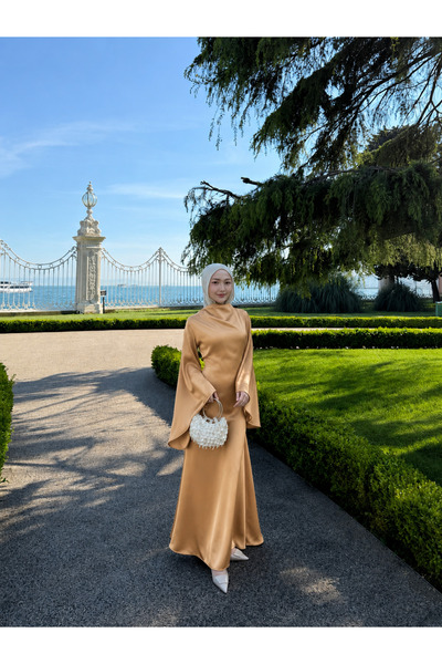 ViadelAtelier Double-Sided Satin Honey Yellow Dress