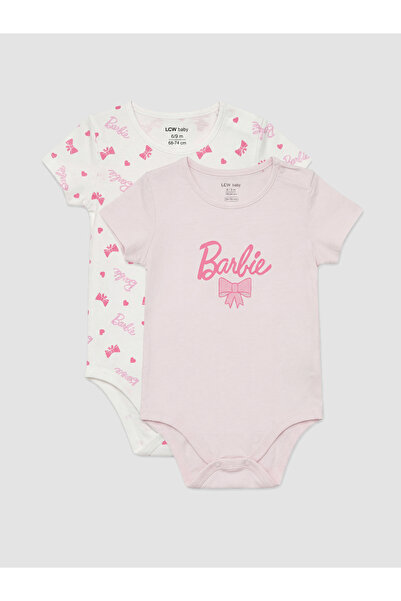 LC Waikiki Barbie Printed Baby Girls' Snap Bodysuit 2 Pack