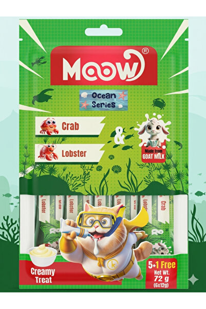 Animaire Moow Ocean Series Deniz Ürünleri Kedi Ödülü Tanışma Paketi 6 adet krema, 7 adet lolipop, 90 gr ezme