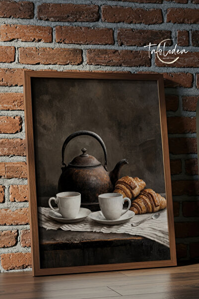 tablodea Masă de cafea vintage în stil TD, cu aspect de pictură în ulei, ceas...