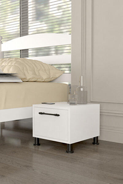 iyimi? Loft Komodin 40x40x34 cm Kapaklı Ahşap Görünümlü Komodin Endüstriyel M...