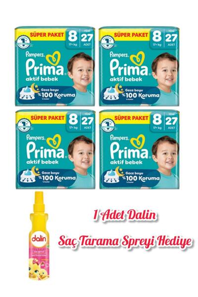 Prima Aktif Bebek 8 Numara 27'li x 4 = 108 Adet