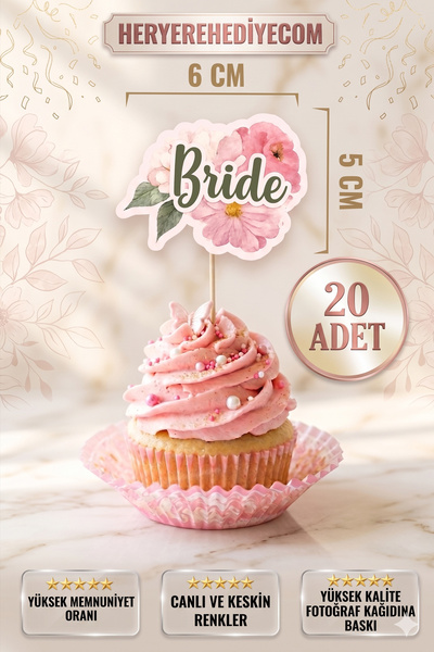 heryerehediye Bekarlığa Veda Partisi, Bride Yazılı Cupcake Kürdan Süsü Kalın ...