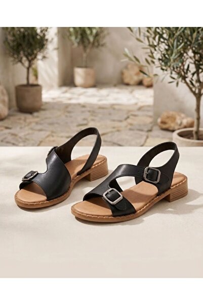 Ender Inside and Outside, 100% Genuine Leather, Soft Sole, Low Heel, Black Wo...