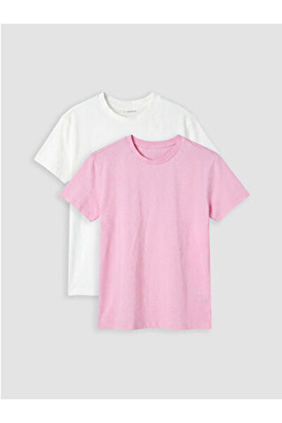 LC Waikiki New Season Ecru Crew Neck Girls' 2-Piece T-Shirt