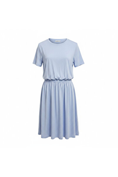 esmara Women's Light Blue Short Sleeve Elastic Waist Dress