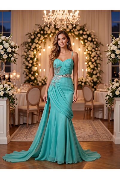 ASIAN Talia Dress Evening Gown Made of Chiffon Fabric with Luxurious Embroidery