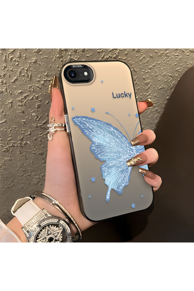 PATTERNOVA iPhone 7/8/SE 2020 2022 Uyumlu Nazarik Kelebek Desenli, Tam Kaplam...