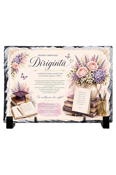 GIFTS4ALL Placa de ardezie naturala "Cea mai buna Diriginta", cadou de absolv...