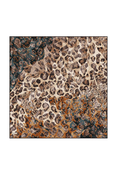 Bursa İpek Brown Pantera Pattern Twill Silk Scarf
