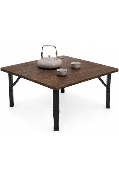 TOSHIONICS Wooden Tea Coffee Table, 60 x 60cm Foldable Low Floor Table, Folda...