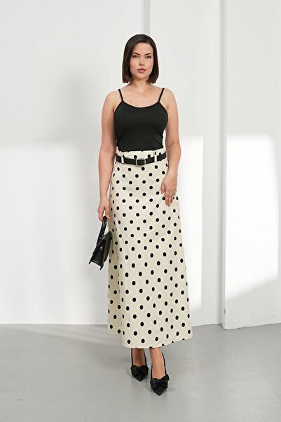 Bleu Petite Patterned Poplin Fabric Midi Length Women's Skirt