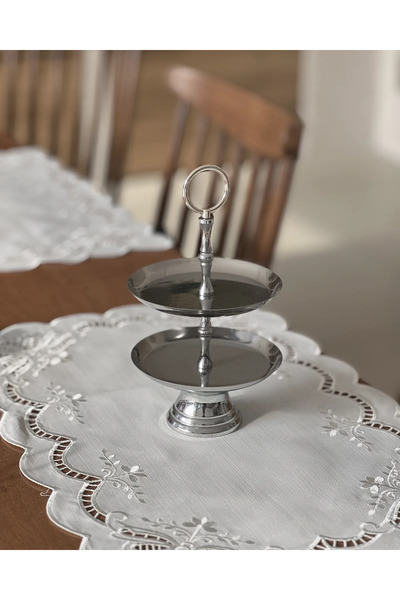 Mary's Concept Gümüş Kurabiyelik & Sunum Standı - 2 Katlı