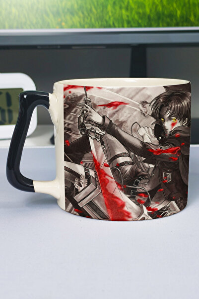 ZipZap Levi Ackerman Anime Printed Ceramic Luxury Mug (1 Piece) Custom Black ...