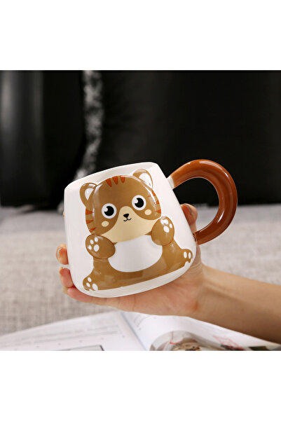 Livava Ceramic Mug with Cute Cat Design Embossed Gift-Coffee