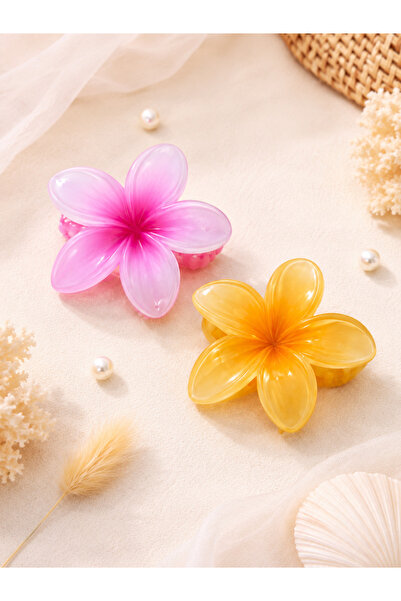 OEM Top Bottom Set of 2 Tropical Flower Hair Clips – Summer Accessories, 7.5 cm