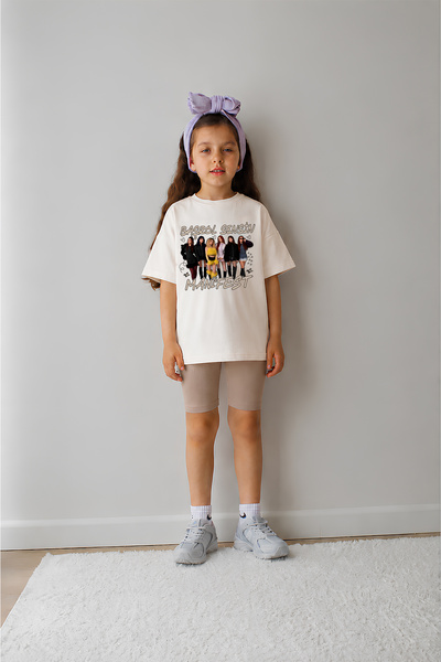 Belya Kids Wear Set de îmbrăcăminte pentru fete, model oversize, cu design Se...