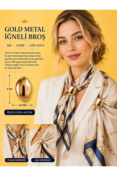 beyna aksesuar GOLD KAPLAMALI METAL 6 CM İĞNELİ BROŞ