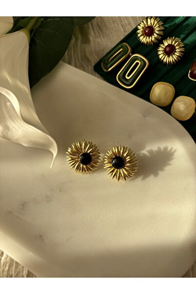Alina Jewelry Siyah güneş küpe
