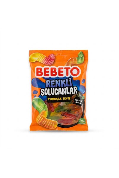 BEBETO حلوى الديدان الفاكهية الناعمة جيلي بون 80 جرام 3 قطع