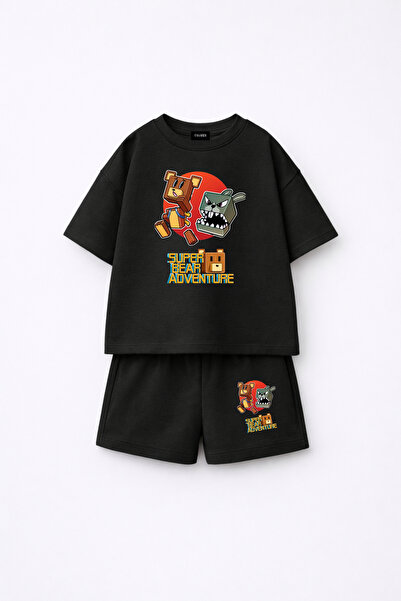 fasardi Super Bear Adventure Set pentru copii, 2 piese, tricou și pantaloni s...