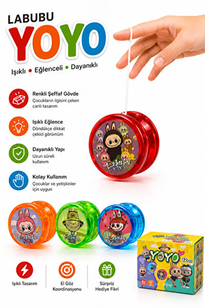 MİNGODAN Labubu Yanıp Sönen Rengarenk Yoyo Karakterleri - Led Işıklı İpli Lab...