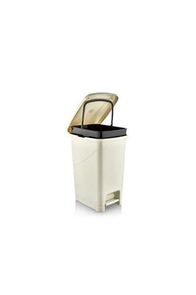 Omnipazar SRL-3028 Slim Pedallı İç Kovalı Plastik Çöp Kovası 15 Litre Bej