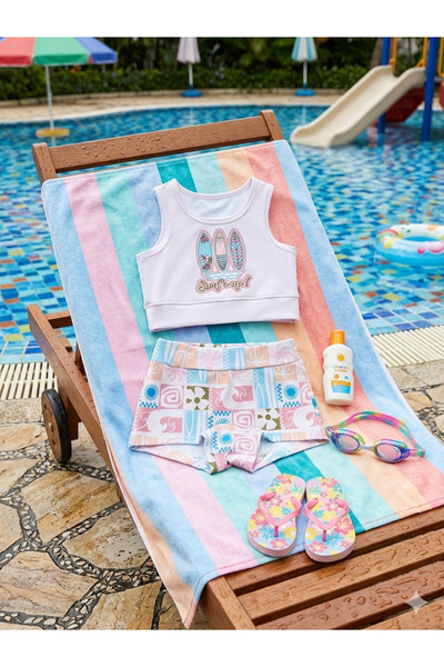 Lyrax Kız Çocuk Sörf Detaylı Bikini Takım
