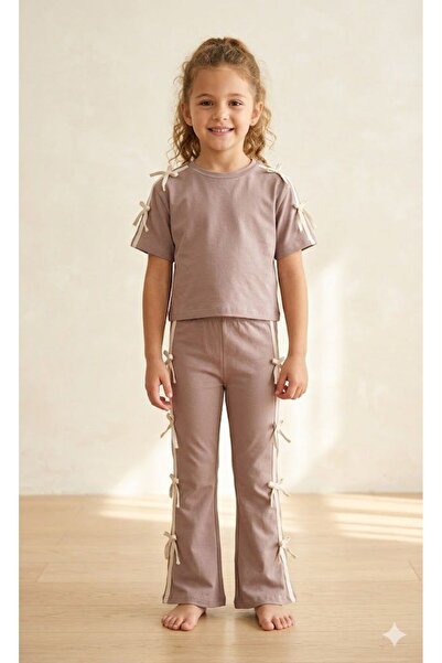 Yağmur Giyim Decosport Ribbon Detailed Short Sleeve Girls' Set 10-14 Years 27494