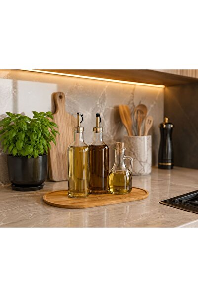 GM Bambu Yağdanlık Standı 24x12 cm – Çok Amaçlı Bambu Tepsi – Baharatlık ve M...